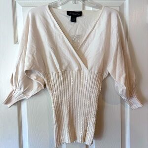 Colleen Lopez My Favorite Things white fitted bottom sweater size small NWT